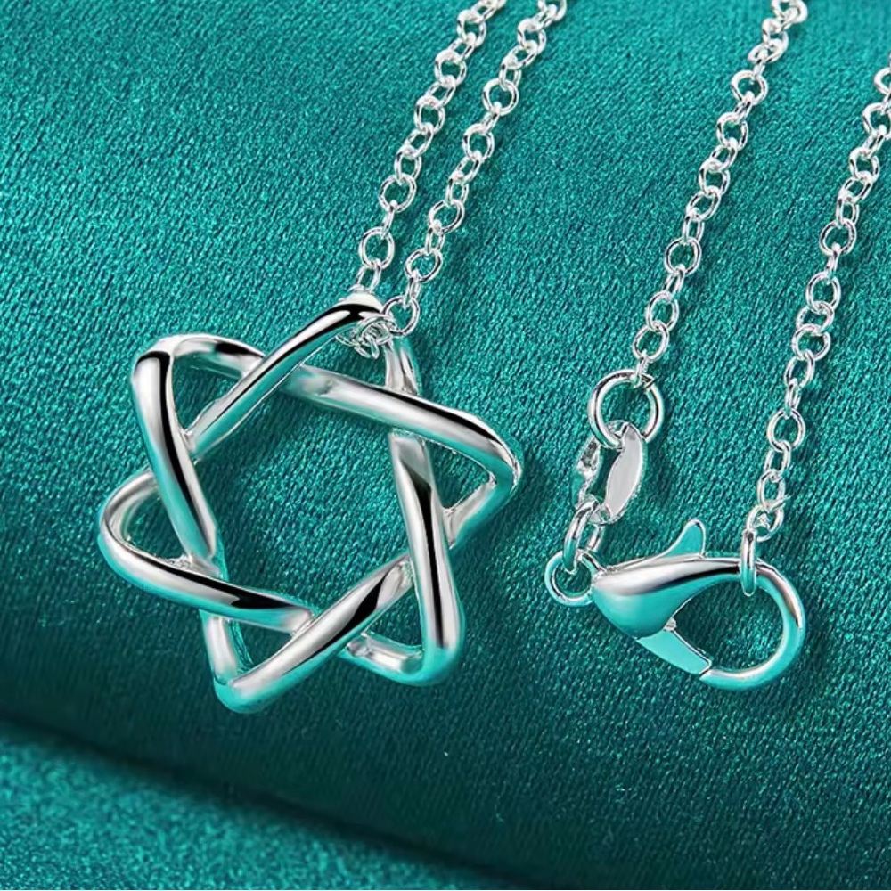 925 Sterling Silver Star of David Pendant Necklace!